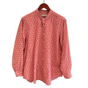Vermonti Milan Long Sleeve Button Down Red Stand Collar Shirt, Rooster Print XL